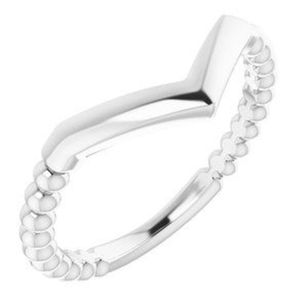 Sterling Silver Stackable Beaded V-Ring - image 1